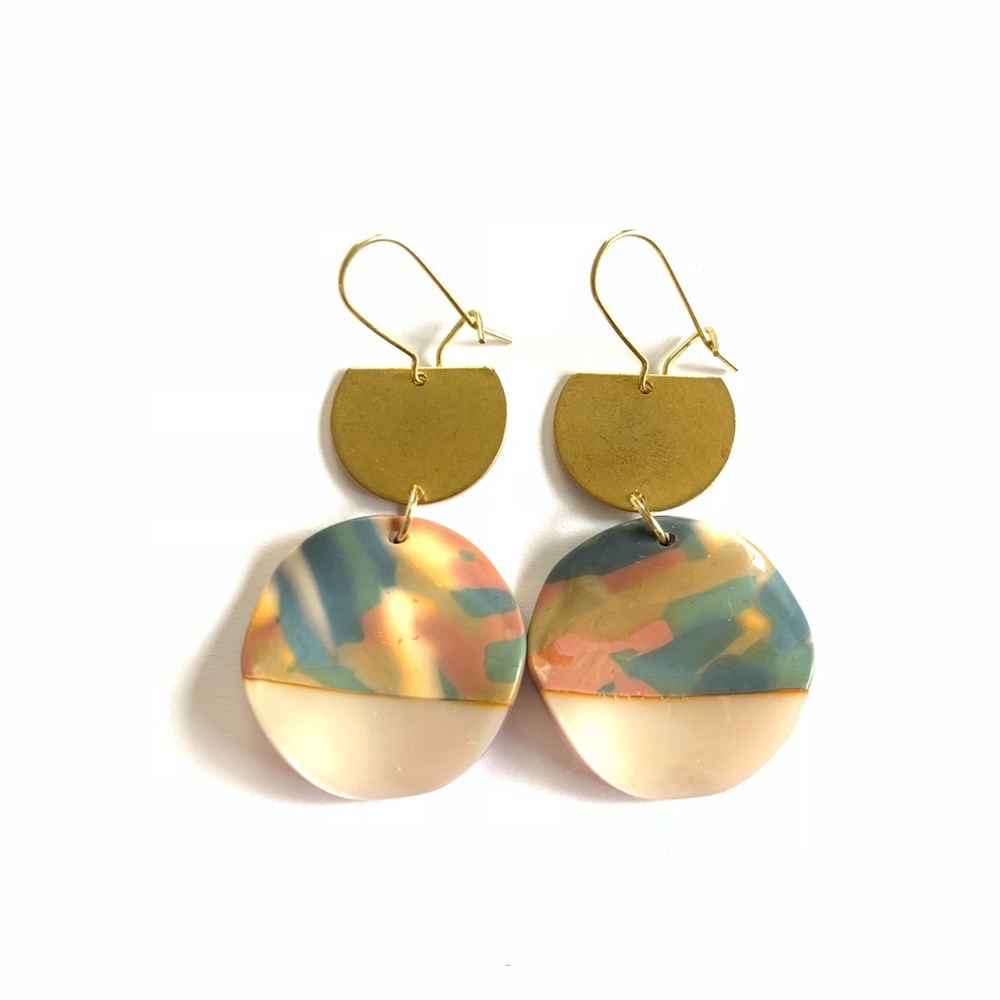 Half Circle Colorful Acetate Acrylic Drop Earrings